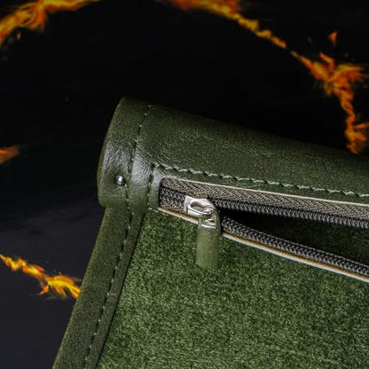 Cusdie 2 in 1 Dice Rolling Mat & Zippered Dice Holder Dice Tray- Compatible with DND Polyhedral Dice (Leatherette-Green) - color: Leatherette-green