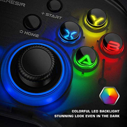 GameSir T4 pro Wireless Bluetooth Game Controller for Windows 7 8 10 PC/iOS/Android/Switch, Dual Shock USB Mobile Phone Gamepad Joystick for Apple Arcade MFi Games, Semi-Transparent (Renewed)