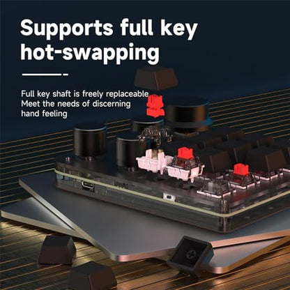 12 Keys Programmable Keyboard with 4-Knobs, One Handed Macro Pad, RGB Backlight Hot-swapping USB Designer Mini Keyboard for Gaming/Office/Work/PS - color: 12Key 4Konb 2.4G