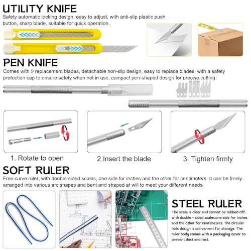 Bigstone 85 PCS Model Tools Kit Hobby Building Tool Craft Set Modeler Basic DIY Tools for Cars, Airplanes, Buildings, Robots Gundam Plastic Models Building Repairing and Fixing