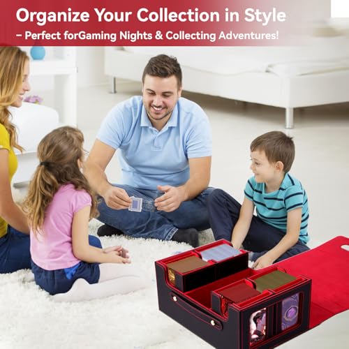 Trading Card Storage Box for MTG Commander, Deck Case with Clear Display Window, Magnetic Closure & Card Dividers for TCG Cards