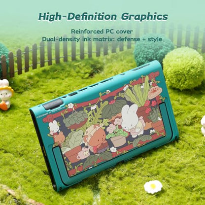 GeekShare Protective Shell Compatible with Switch 2, Kawaii Cartoon Dockable Case for Switch 2, Anti-Scratch and Shock-Absorption Design Cover Skin - Bunny Garden - size: For Switch 2