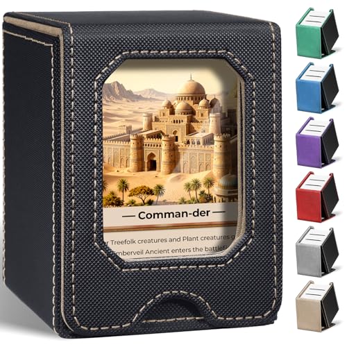 Fabmaker Card Deck Box Compatible with MTG, Display Card Storage Box | Holds 100 Double-Sleeved Cards, Trading Card Deck Case Compatible with Magic the Gathering with PU Leather &Magnetic Closure - color: Beige