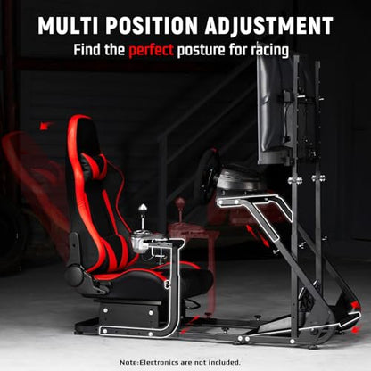 Dardoo G923 Racing Simulator Cockpit with Monitor Mount and Red Seat | Fit for Logitech G25 G27 G29 G920, for Thrustmaster T150 T300,Simulator Cockpit without Wheel,Pedal,Shift and Monitor
