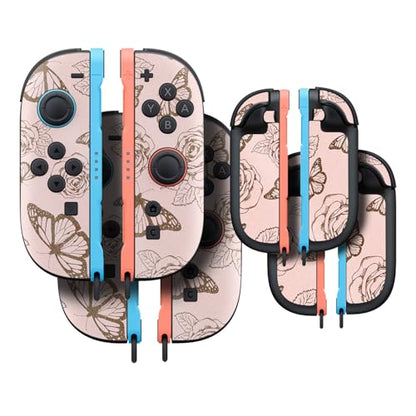 Glossy Glitter Gaming Skin Compatible with Nintendo Switch 2 Joy-Con Controller 2 Pack - Butterfly Garden - Premium 3M Vinyl Protective Wrap Decal Cover - Easy to Apply Made in The USA by MightySkins - color: Butterfly Garden, size: 2 Pack of Joy-Con Skin