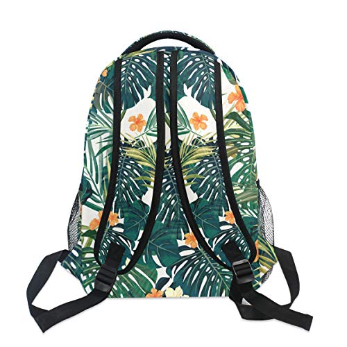 Tropicalsummer Hawaiian Flower Palm Leaves Orange Floral Backpacks Bookbags Daypack Travel School College Bag for Womens Mens Boys - color: Multi Pattern 19