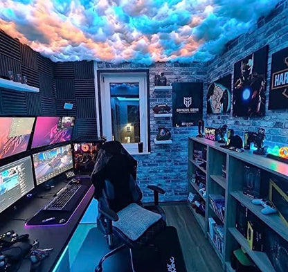 3D Thundercloud Ceiling LED Light, DIY Creative Night Lights,32FT | Cotton DIY cloud light with RGB lightning. Creates a vibrant atmosphere for gaming rooms, parties, clubs, and DJ bars. - size: 32 Feet