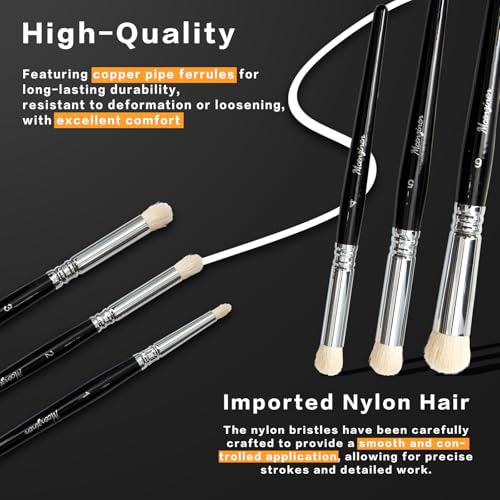 6 Pcs Dry Brush Set for Miniature Painting, Acrlics,Oils, Watercolors,by Birch Wood Circular Grip, Nylon Bristles - color: 6pcs Black Circular Brush Head Paintbrushes