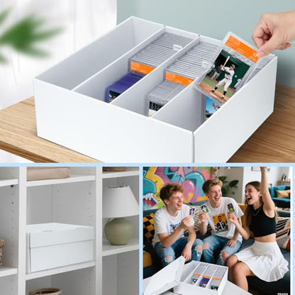 Pulchra 4 Pack Trading Graded Card Storage Box - 4 Rows Graded Card Case Holds 176 PSA Slab Cards, Graded Card, Cardboard Holder Organizer Boxes with Dividers for Sport Cards PSA/GMA/CSG/SGC/HGA/MTG - size: 4 Pack, style: 4 Row