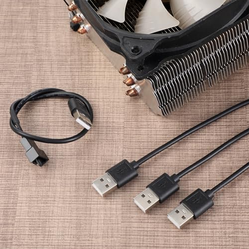 6Pcs Fan Adapter Connector, USB to 3Pin/4Pin PWM 5V USB Fan Power Adapter Cable, Cable Computer Cooler Cooling Fan Power Cable (11.8inch 30cm)