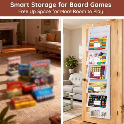 ANROYE Toy Storage Organizer, Over Door Hanging Storage Bags with 5 Removable Zippered Pockets, Card Slots for Building Blocks, Puzzles, Board Games, Craft & Art Supplies, Office Projects, Hobbies