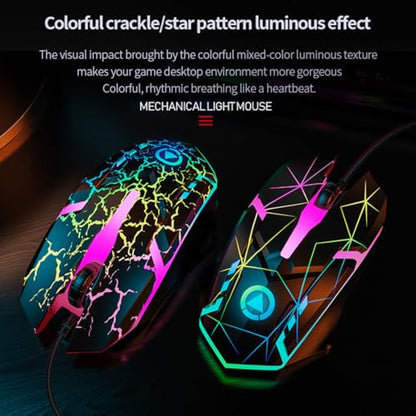 Gaming Mouse G6 Wired Game Mice Colorful Backlight 3 Button Mouse 3 Speed 1200 DPI RGB Game Mouse for Computer Laptop Notebook Accessory