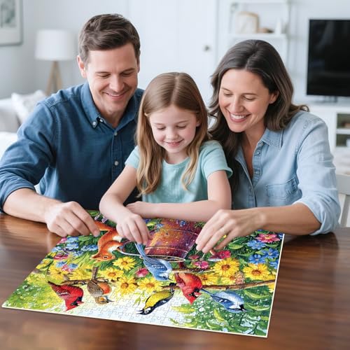 500 Piece Puzzles for Adults, Flowers Garden Puzzles, Birds Squirrels Jigsaw Puzzles 500 Pieces, Challenging Jigsaw Puzzles, Great for Birthday Party Gathering, Finished Size is 20.5 x 15 in - style: Bird