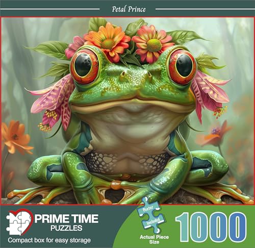 1000 Piece Jigsaw Puzzle for Adults - Cute Spirit Animal Frog Prince - Challenging and Hard Puzzle Perfect for Game Nights - 20x27 inches(Petal Prince) - color: Petal Prince