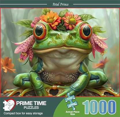 1000 Piece Jigsaw Puzzle for Adults - Cute Spirit Animal Frog Prince - Challenging and Hard Puzzle Perfect for Game Nights - 20x27 inches(Petal Prince) - color: Petal Prince