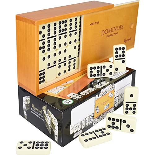 Dominos Game Double 9 - Dominos Set for Adults and Kids Ages 8 and up - Double Nine Dominoes Set, Classic Board Games - Domino Set for Family Game Nights - Double Nine Dominos Set 55 Tiles with Case - style: Double 9