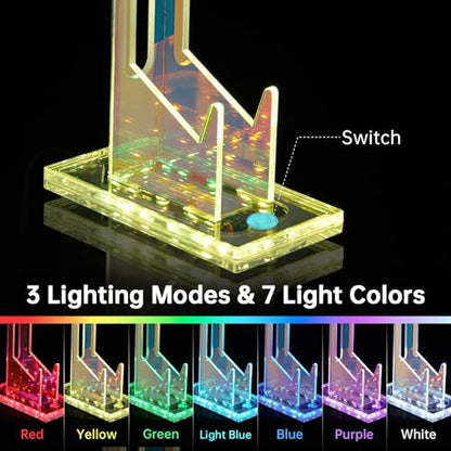 NiHome Controller Holder & Headphone Stand, LED Acrylic 2-Tier Gaming Desk | USB-Powered 7 Colors 3 Modes, Anti-Slip Headset Cable Management, Gamer Gift For PS5 Xbox - size: 2-Tier