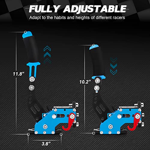 64 Bit USB PC Handbrake, Sim Handbrake Compatible with Logitech G27 G29 G920 T500 T300 FANATECOSW Steering Wheel Linear E Brake for Racing Games Simulate Dirt Rally Hall Sensor with 78 inch USB Cable (With Clamp, Blue) | Hall Sensor compatible with Logite
