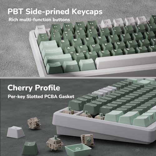 RK ROYAL KLUDGE M75 Wireless Mechanical Keyboard 2.4Ghz/BT5.1/USB-C Gaming Keyboard 75% Layout 81 Keys Gasket Mount with OLED Display & Knob RGB Backlight Hot-Swappable Pale Green Switch, Green - color: Green, size: Pale Green Switch