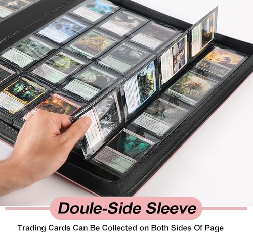 Premium 2000 Pocket Card Binder - 20 Pocket Trading Card Binder with Sleeves Fits 2000 Cards, Ringless Card Album for TCG - Model A，Light Pink - color: 20P - Light Pink