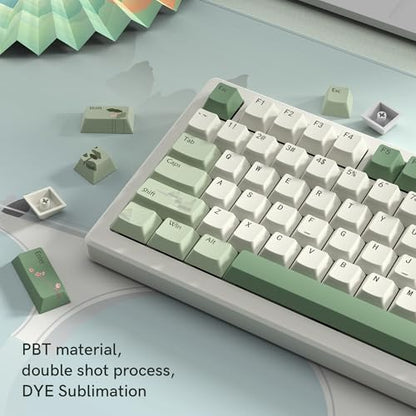 dagaladoo Matcha Green PBT keycaps Set,Cherry Profile Key caps | Retro dye-sublimation Keyboard keycaps,Custom keycaps for cherry-mx full size Retro Mechanical Keyboard,Spring Tea,134keys - color: Spring Tea Green