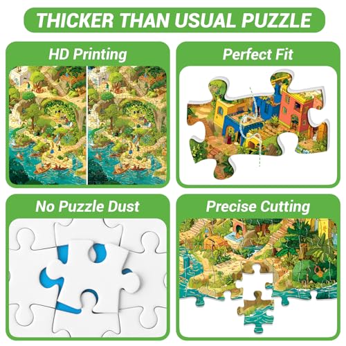 500 Piece Jigsaw Puzzles for Adults, Lost Jungle City Puzzle, Tropical Paradise Landscape, Ancient Ruins Waterfall Puzzle, Colorful Fantasy Island, Adventure Nature Artwork, 20.5 x 15 - style: Forest Maze
