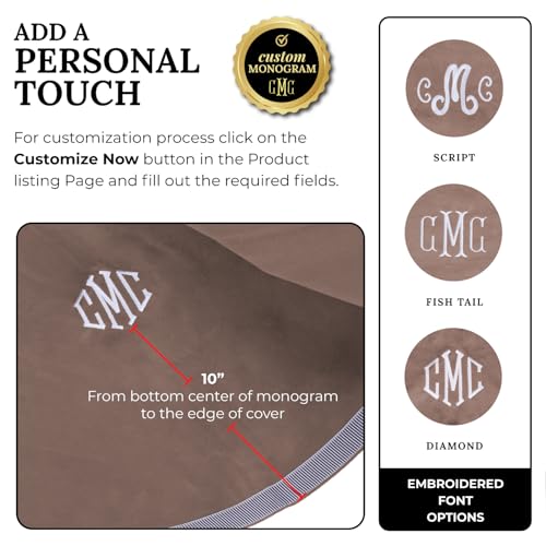Personalized 54" Round Table Cover – Bridge Table Covers with Soft Ultra-Suede Fabric - Washable Table Cover Protects Cards & Tiles, Reduces Noise - Round Tablecloth for Game Night, Mahjong & Poker - color: Taupe Embroidered, size: 54"