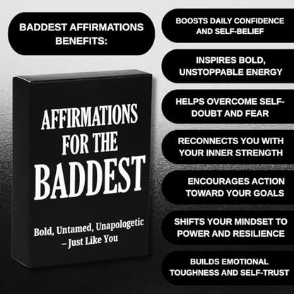 Isaac Liev Affirmation Cards for Women & Men – 50 Baddass Positive Motivational Inspirational Deck Quotes – Mindset- Cool Gifts for Him & Her, Best Friend, Coworkers, Office & Birthday - style: Baddest Affirmation