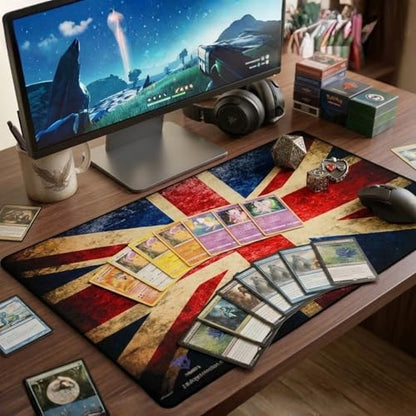 Max Protection Trading Card Playmat for TCG Card Games, 24x14 Inch, Design Mat for Dice Rolling (British Union Jack) - size: British Union Jack