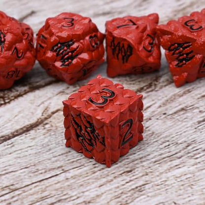 Dragon Scale Metal Dice Set-Dragon Claw,with Gift Metal Box for TTRPG Tabletop Gaming,Dungeon Masters,RPG Adventures(Red) - color: Red