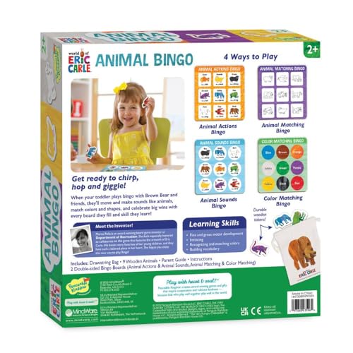 Peaceable Kingdom World of Eric Carle Board Game | A fast, replayable board game. Includes 9 wooden animals and 2 double-sided bingo boards. Ages 2+.