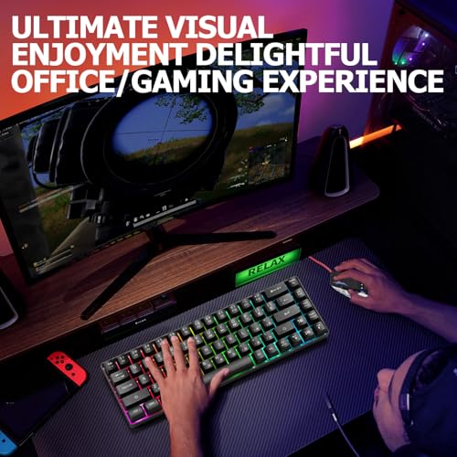 Guiheng Wired 60% Gaming Keyboard and Mouse Combo, Ultra-Compact 61 Keys RGB Backlit Mini Keyboard, Lightweight 3200 DPI Optical, Wired Gaming Set for Windows,PC, MAC PS5 Xbox Gamer(Black) - color: black combo