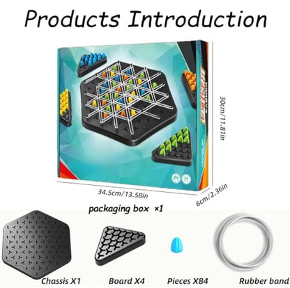 Chess Game, 2 to 4 Players Chain Chess Desktop Puzzle Interactive Game for Kids, Rubber Band Board Game for Family Funand Strategy Play