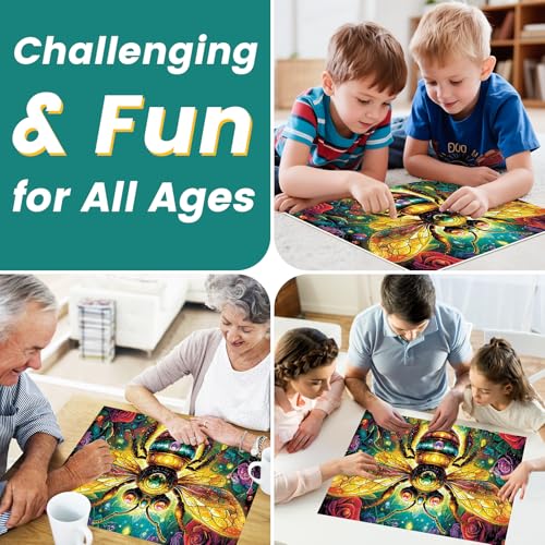 300 Pieces Jigsaw Puzzle for Adults, Bee Jigsaw Puzzles, Recycled Cardboard Puzzle, Coolest Queen Bee Jigsaw Puzzle for Kids Adults Seniors, Great for Family Games, 20.5 * 15 Inch - style: Bee