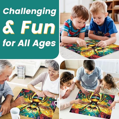 300 Pieces Jigsaw Puzzle for Adults, Bee Jigsaw Puzzles, Recycled Cardboard Puzzle, Coolest Queen Bee Jigsaw Puzzle for Kids Adults Seniors, Great for Family Games, 20.5 * 15 Inch - style: Bee