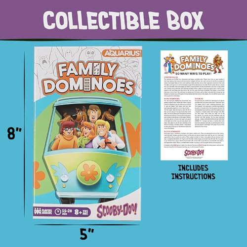 AQUARIUS Scooby-Doo Family Double 6 Dominoes Game – 28 Cartoon Tiles Featuring Scooby Doo – Easy Matching Game for Kids & Adults – Official Scooby-Doo Merchandise