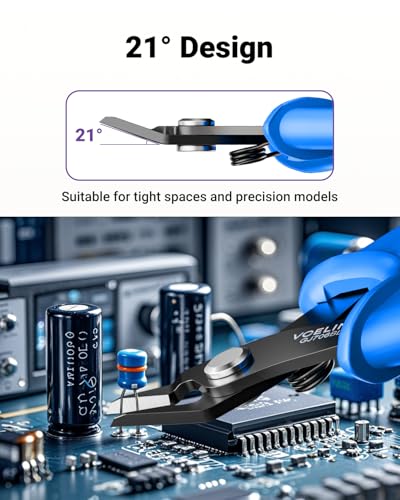 VCELINK Small Wire Cutter Spring-loaded GJ706BL, Precision Flush Cutter Pliers Diagonal Cutters for Electronics, Jewelry Making, Model Craft and 3D Printer, 5-Inch | Spring-loaded Flush Cutter. Carbon Steel HRC51-53. For Electronics, Jewelry, Zip Ties. -