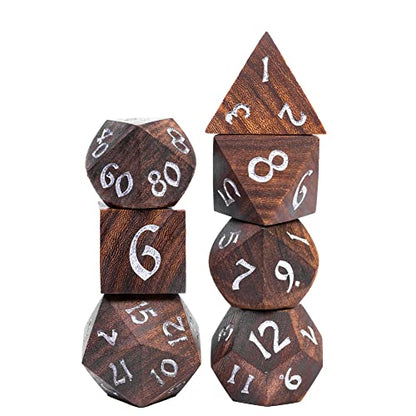 Wooden DND Dice Set Red Sandalwood Dice Set for D&D Tabletop Games | Iron Box, DM Gift, for Dungeons and Dragons Role Playing Games - color: Red Sandalwood