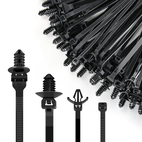 GOOACC Push Mount Cable Zip Ties Heavy Duty Nylon 4 Popular Sizes | Self-Locking Cable Strap Assortment for Indoor Outdoor Wire Tying Construction and Automotive Wiring 120 PCS - color: 120pcs Push Mount Cable Zip Tie-4 Sizes