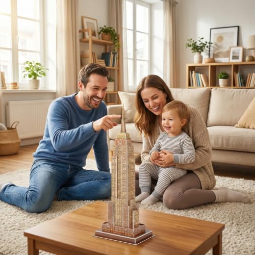 Architecture World Famous of 3D Puzzle.Build Your Own Collection of 17 Global Landmarks (Notre Dame, Colosseum) - Educational DIY Model Kit for Kids & Adults. (Empire State Building) - color: Empire State Building