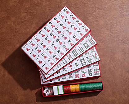 Mose Cafolo Professional Chinese Mahjong Game Set 146 Numbered Large Size Tiles with Carrying Travel Case, Complete Mahjong Tiles Set (Majiang, Mah-Jongg, Ma Jong) - color: Green Tile
