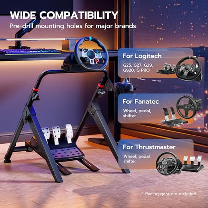 ARES WING Foldable Sim Racing Wheel Stand & Formula GT Cockpit | Compatible with Fanatec, Thrustmaster, Logitech, Moza, and Racing Games for PS5, PS4, Xbox & PC - size: Stand