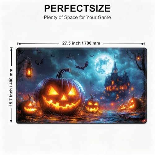 for MTG Playmat, Custom Trading Card Game Mat 27.6 x 15.7 in | Lantern Castle Night Premium Non-Slip Rubber Base, Water-Resistant & Stitched Edges, Personalized High-Definition Art - color: Lantern Castle Night, size: 28" x 16" Regular