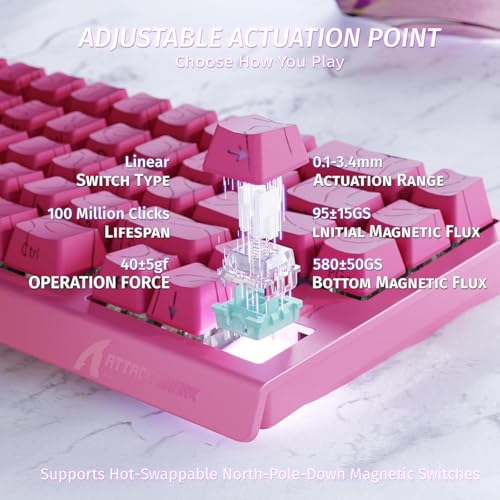 ATTACK SHARK X68HE RT Mechanical Gaming Keyboard 60% Wired TKL-Rose Contour | Adjustable Actuation,Hall Effect Magnetic Switch,8KHz Polling Rate,RGB Backlit,Top Mount,Side Printed Keycap for PC Mac Gamer - color: Rose Contour, size: Keyboard