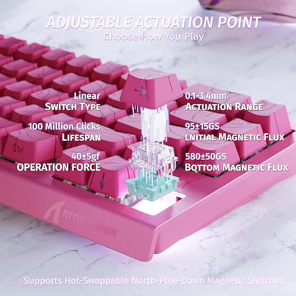 ATTACK SHARK X68HE RT Mechanical Gaming Keyboard 60% Wired TKL-Rose Contour | Adjustable Actuation,Hall Effect Magnetic Switch,8KHz Polling Rate,RGB Backlit,Top Mount,Side Printed Keycap for PC Mac Gamer - color: Rose Contour, size: Keyboard