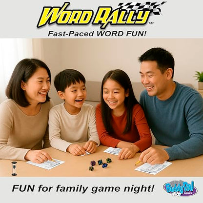 Word Rally Fast-Paced Word Building Family Dice Game | Fun Game with 5 Different RPG Letter Dice | Perfect for Travel, Parties, and Game Night | 2+ Players, Ages 8+
