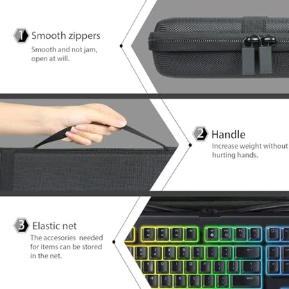 co2CREA Hard Case for Razer Cynosa Chroma/Cynosa V2/Ornata V2 | Blackwidow V3 Pro/Blackwidow V3 /Huntsman Elite/Huntsman V2 Analog Gaming Keyboard Compatibility, Travel Case Replacement - size: for Full Size Keyboard