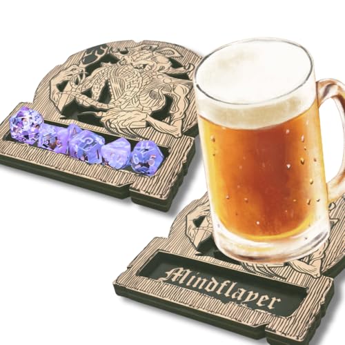 Dungeons and Dragons Dice Tray Coaster - DND Accessories - D&D Game Room Decor - Cute Wood Drink Coasters - Dungeons and Dragons Starter Set Gift-DND Miniatures Dice Tower-Set of 1 Mind Flyer Class - color: Mind Flyer