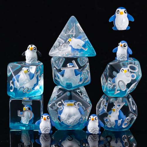 Polyhedral D&D Dice Penguin Dice,Resin Penguin DND Dice Set for Dungeons and Dragons MTG RPG Board Games - color: Penguin2