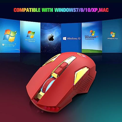 FELICON Wireless Gaming Mouse Rechargeable with Rainbow RGB Backlit,Optical Sensor 3 Level DPI,Ergonomic Gamer Laptop High Performance PC Mice with 8 Buttons for Windows 7/8/10/XP Vista（Red） - color: Red